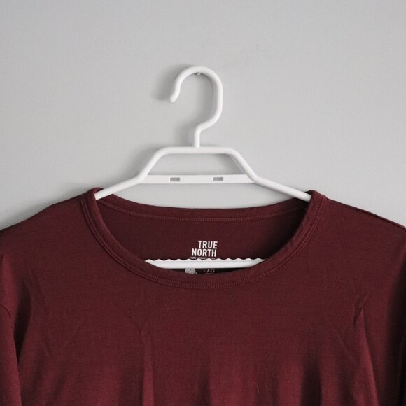 True North 100% Merino Wool Lrg Red Base Layer Long Sleeve Crewneck Top - Picture 4 of 11